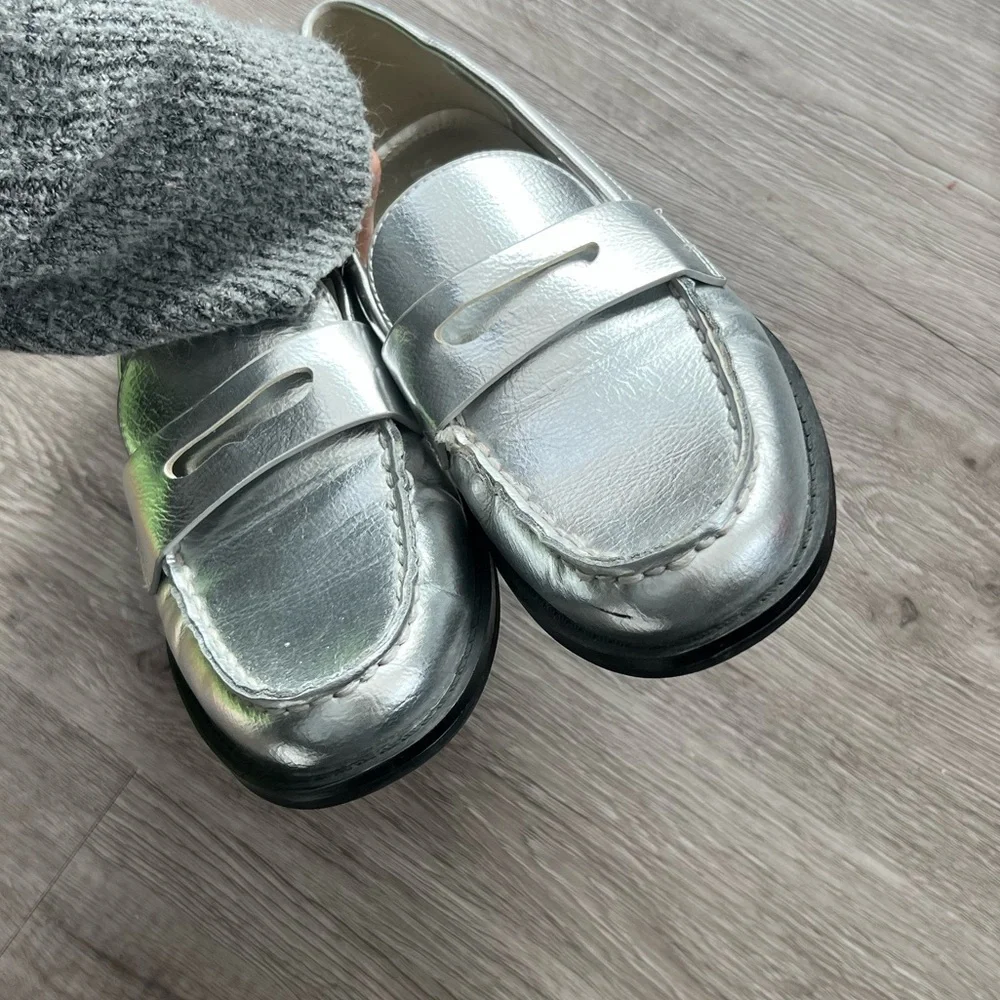 Zara | US7 / EU37 / Silver Loafers - Picture 3 of 4